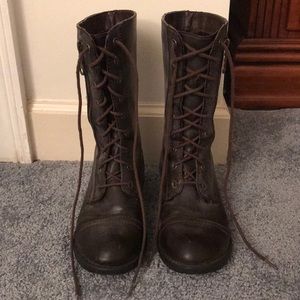 Brown Faded Combat Boots